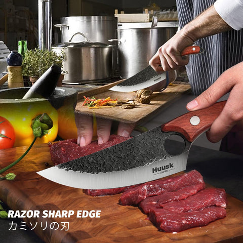 Huusk chef knife Japanese steel delivers sharp, durable precision