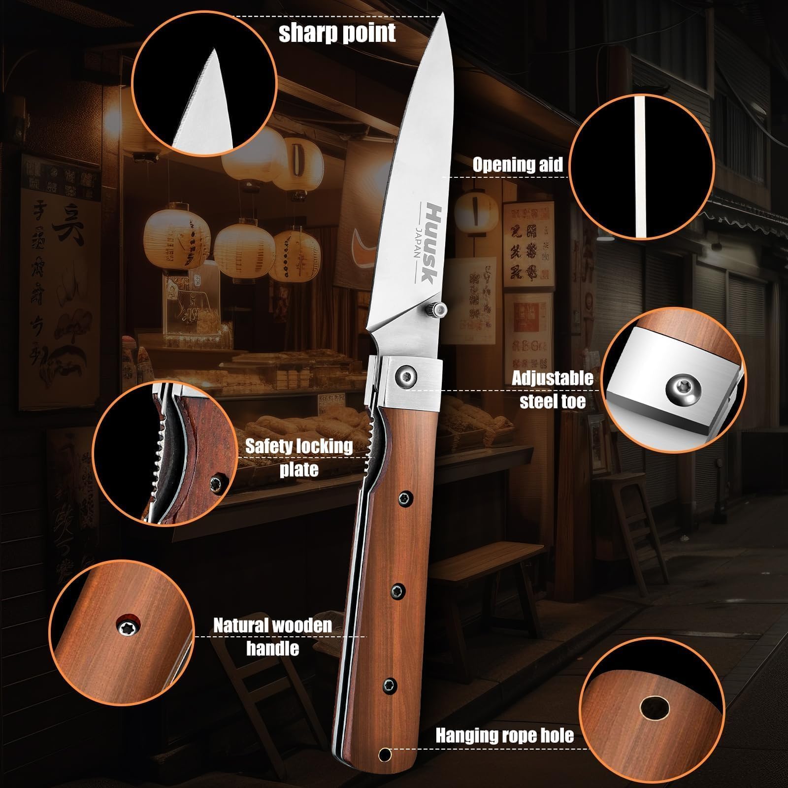 Huusk cocobolo wood handle offers ergonomic grip and aroma
