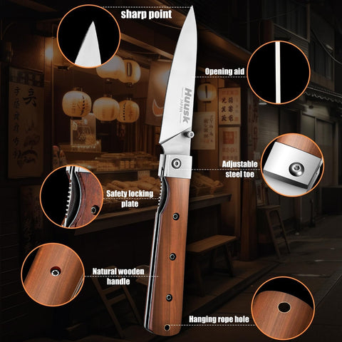 Huusk cocobolo wood handle offers ergonomic grip and aroma