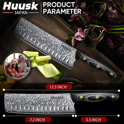 Huusk Damascus Nakiri Knife 7inch gift-ready packaging