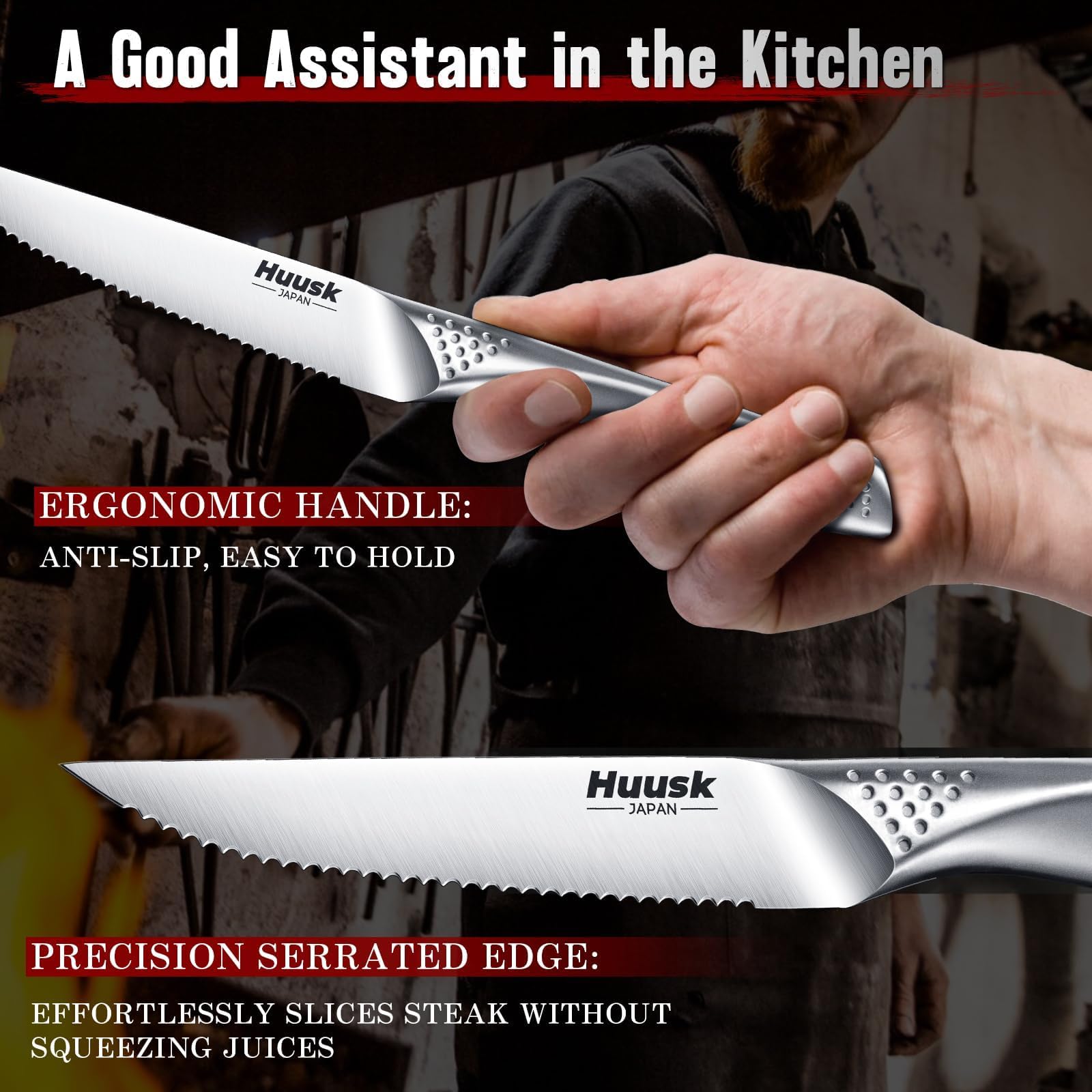 Huusk dishwasher-safe steak knives simplify cleanup after meals