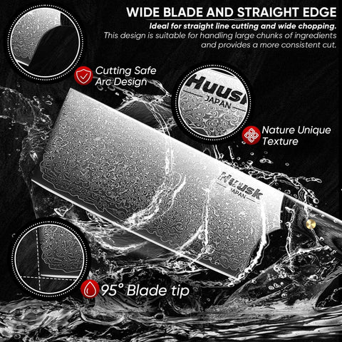 Huusk ebony full-tang handle offers ergonomic grip and reduced fatigue.