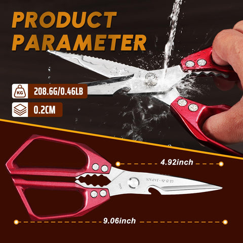 Huusk ergonomic handle kitchen scissors reduce fatigue during prep.