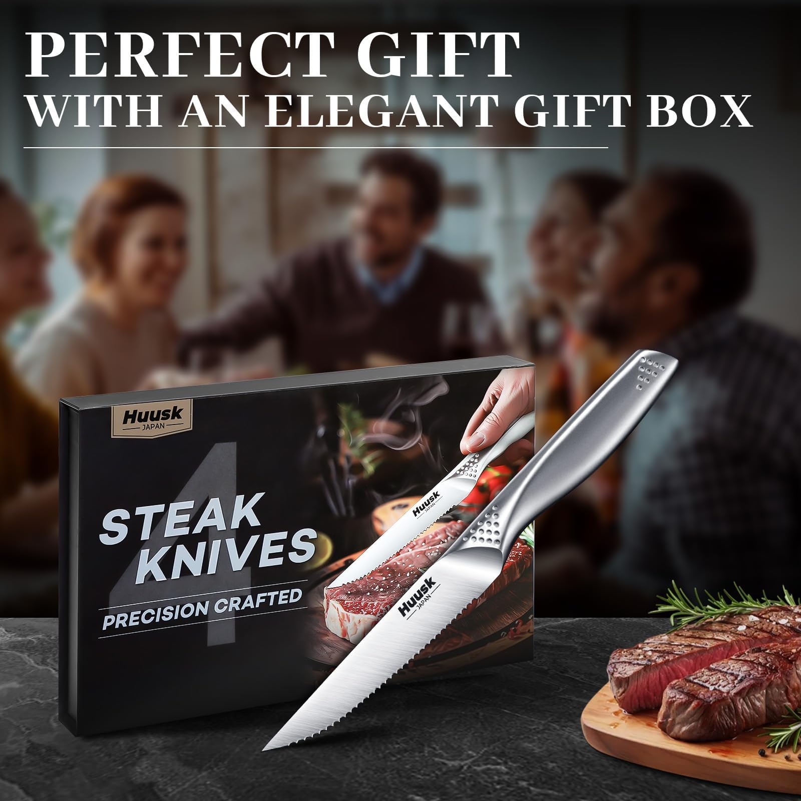 Huusk ergonomic handles provide a comfortable grip during extended slicing tasks.