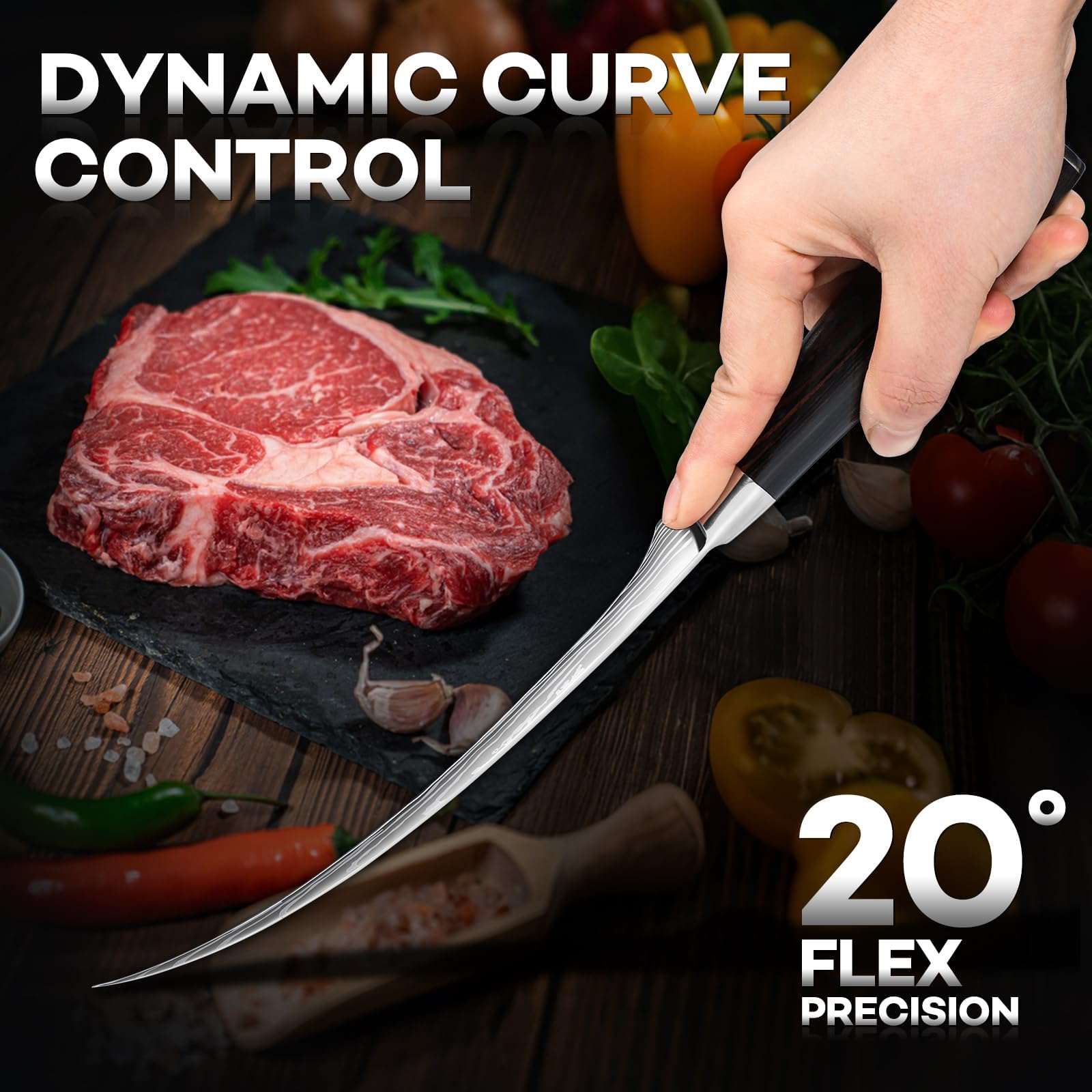 Huusk Filet Knife boning poultry use shows versatile kitchen performance.