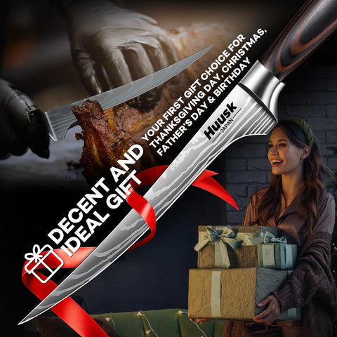 Huusk Filet Knife gift-ready packaging emphasizes a thoughtful kitchen gift.