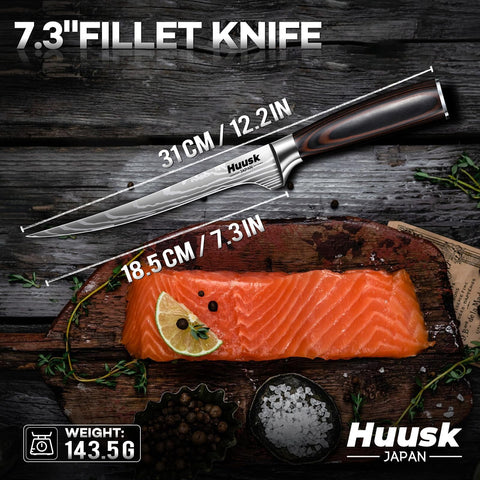 Huusk Filet Knife lightweight ergonomic grip reduces fatigue during prep.