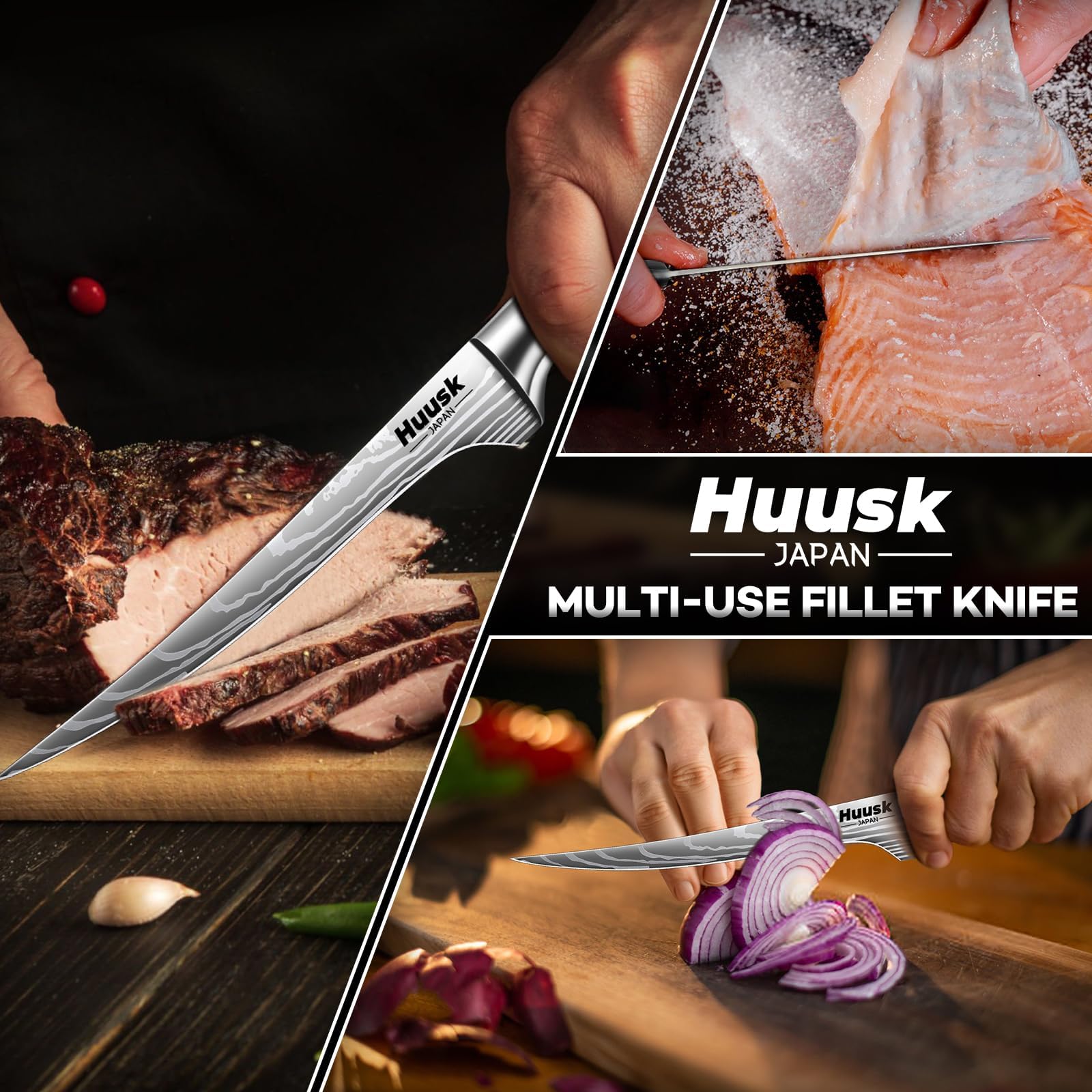 Huusk Filet Knife pork and beef filleting precision helps clean portions.