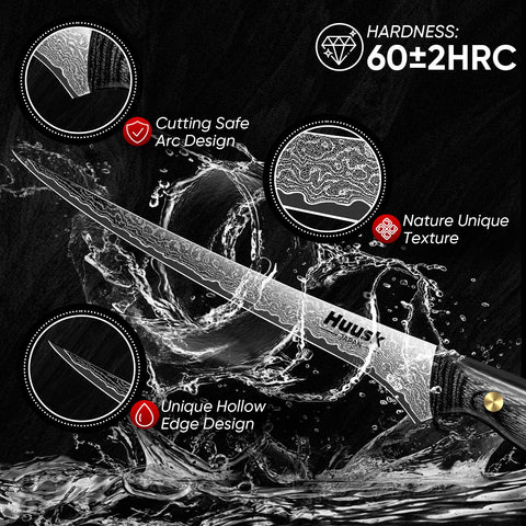 Huusk flexible boning knife reduces sticking for clean cuts.