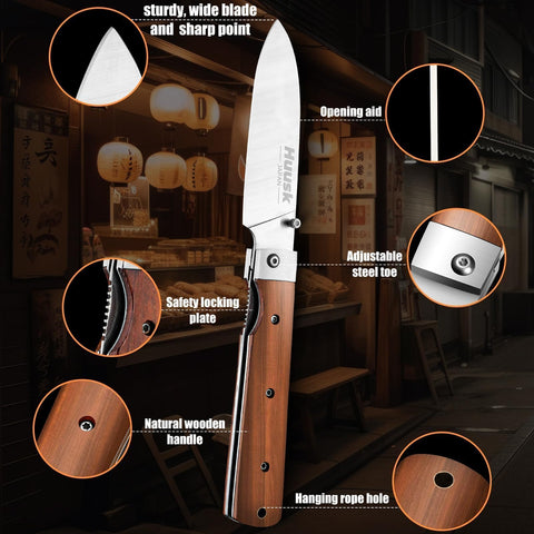 Huusk folding knife folded for travel and compact portability.