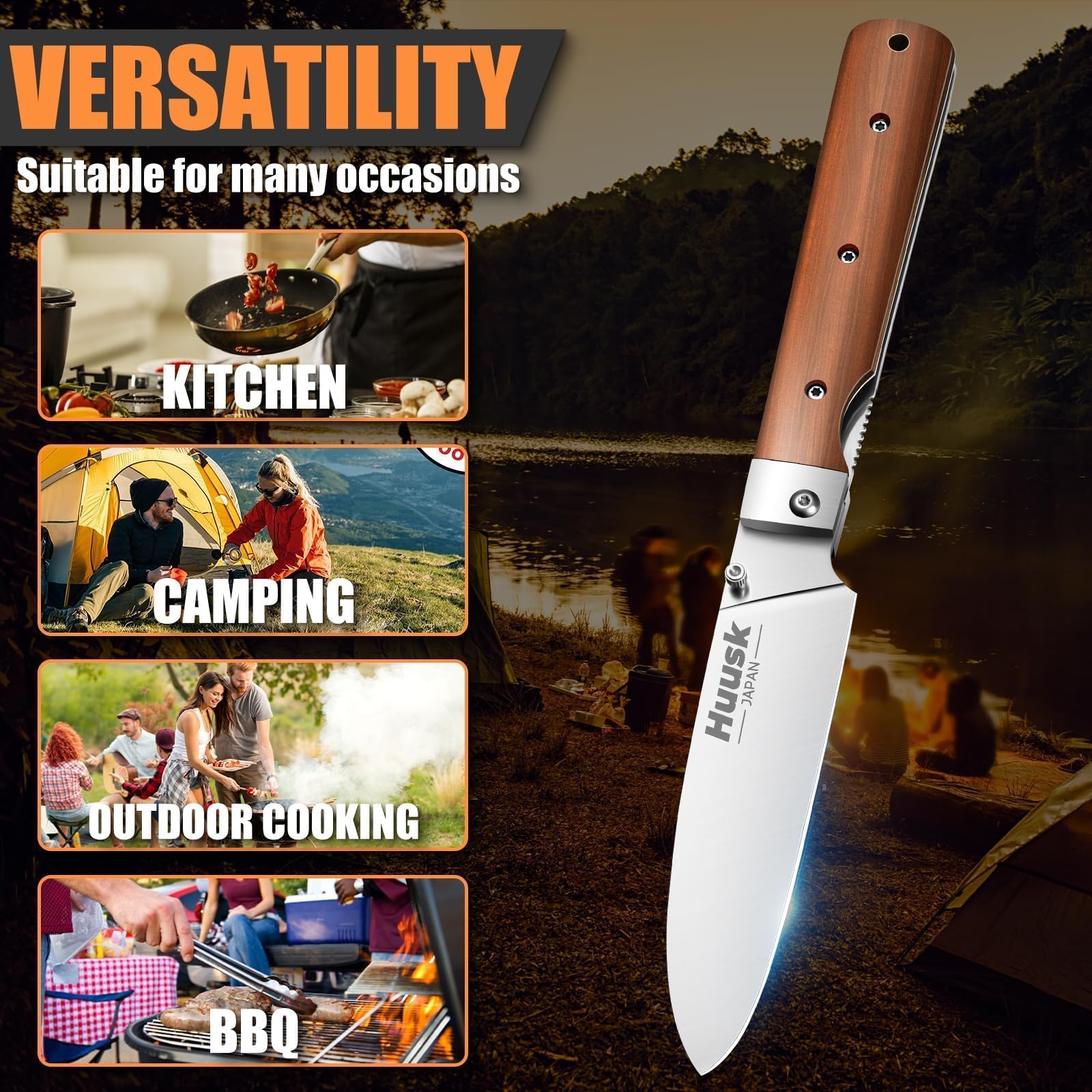 Huusk knife packaging emphasizes craftsmanship and gift-worthiness.
