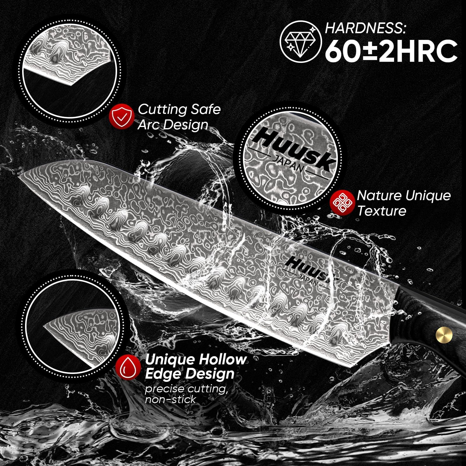 Huusk full-tang knife with ergonomic grip for stable handling.