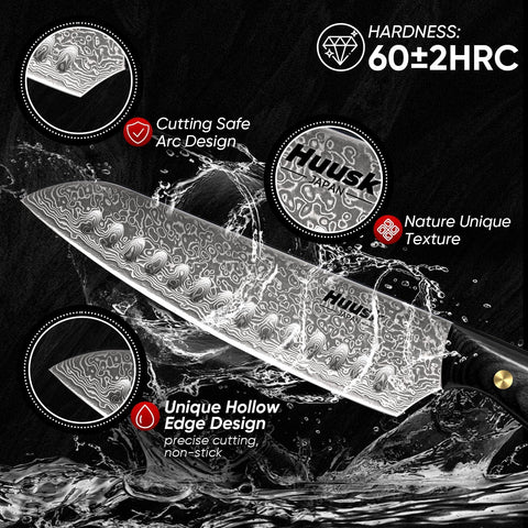 Huusk full-tang knife with ergonomic grip for stable handling.