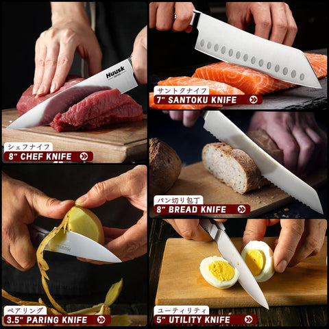 Huusk hammered-handle offers secure, anti-slip grip during chopping.