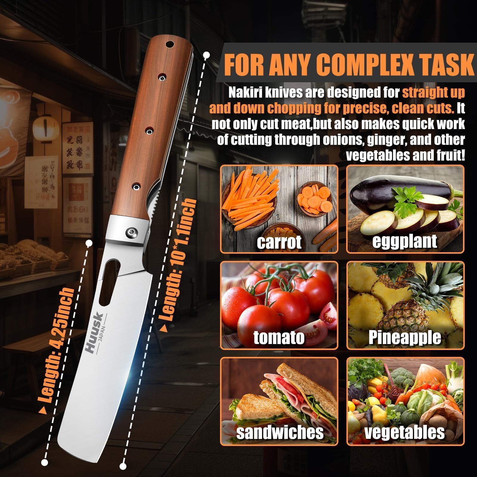 Huusk handmade with 138-step craft for sharp durability.
