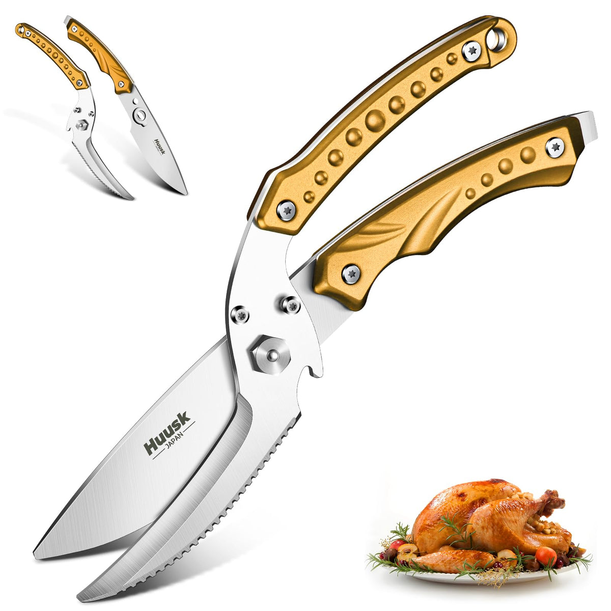 Huusk heavy-duty detachable meat scissors for chicken with two-in-one versatility