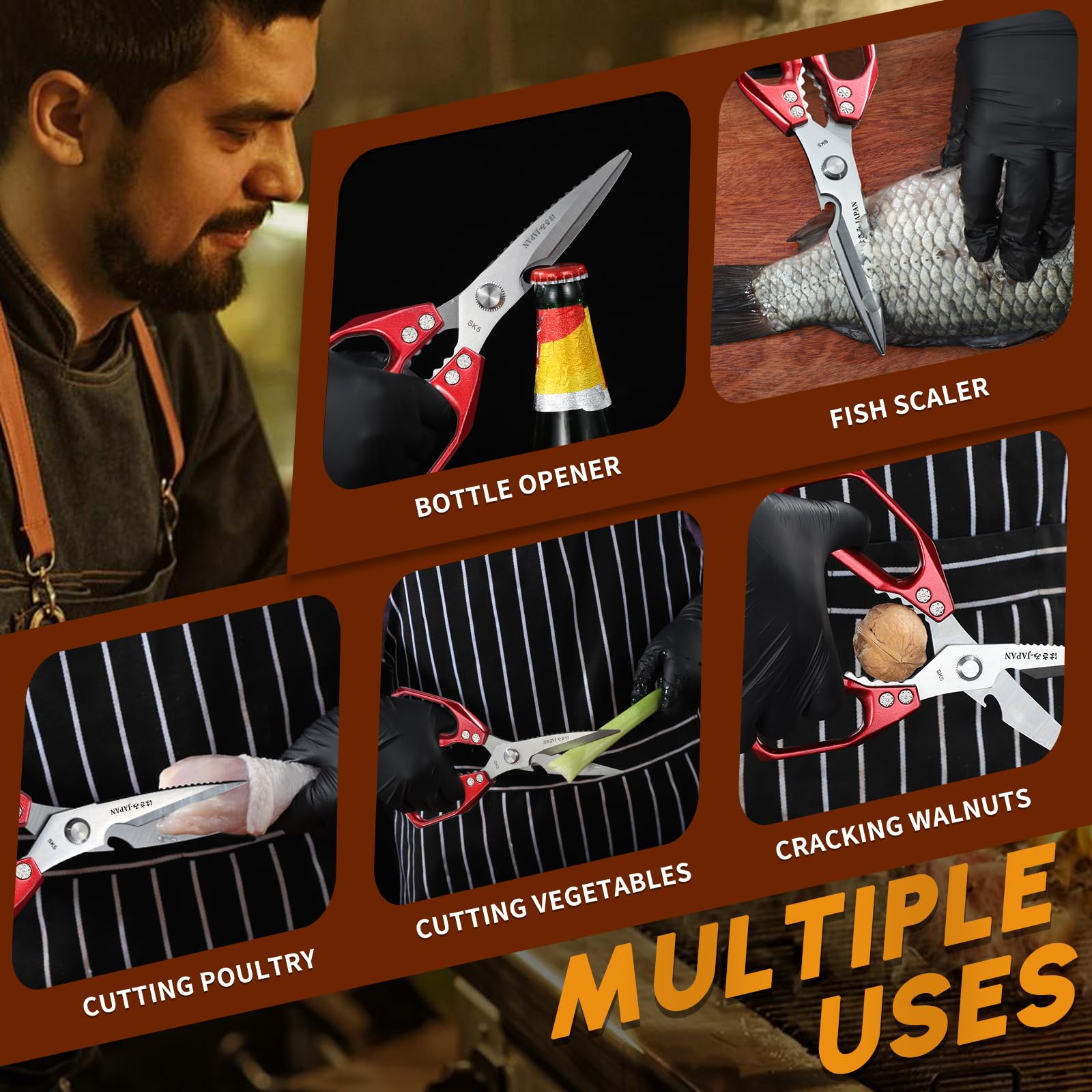 Huusk heavy-duty poultry and meat scissors tackle tough cuts.