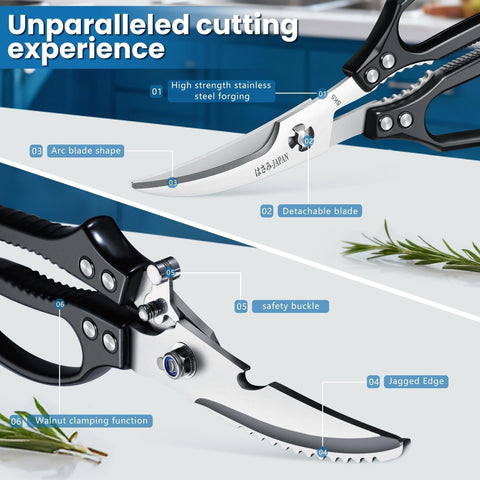 Huusk heavy-duty poultry shears with razor-sharp SK5 steel for tough tasks.
