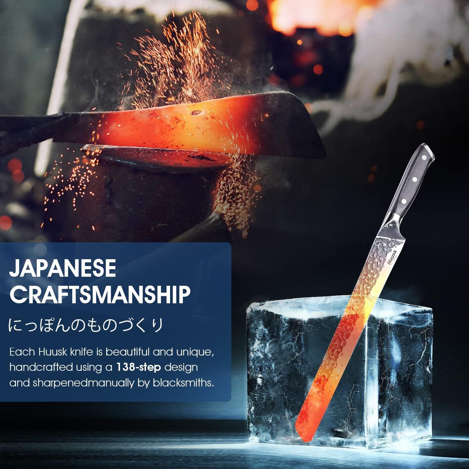 Huusk Japan brisket knife in action, delivering even cuts and reduced prep time.