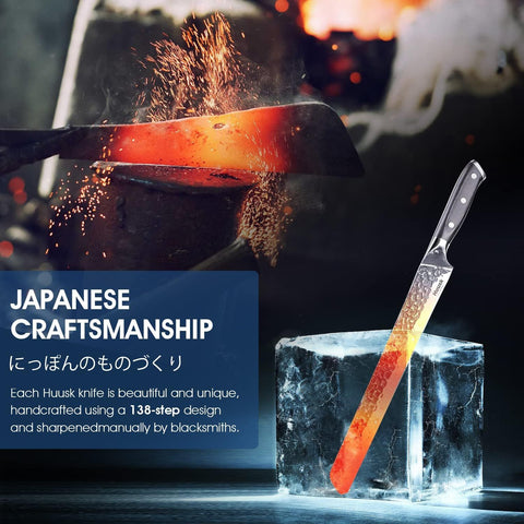 Huusk Japan brisket knife in action, delivering even cuts and reduced prep time.