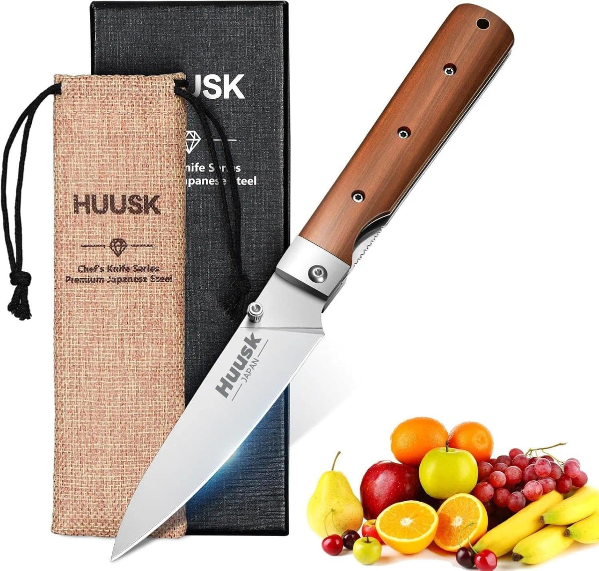 Huusk folding knife compact kitchen tool for precise fruit prep