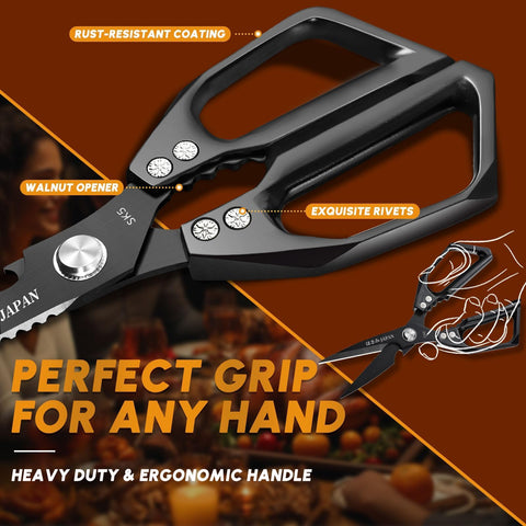 Huusk kitchen scissors set black ergonomic handle for comfortable extended use.