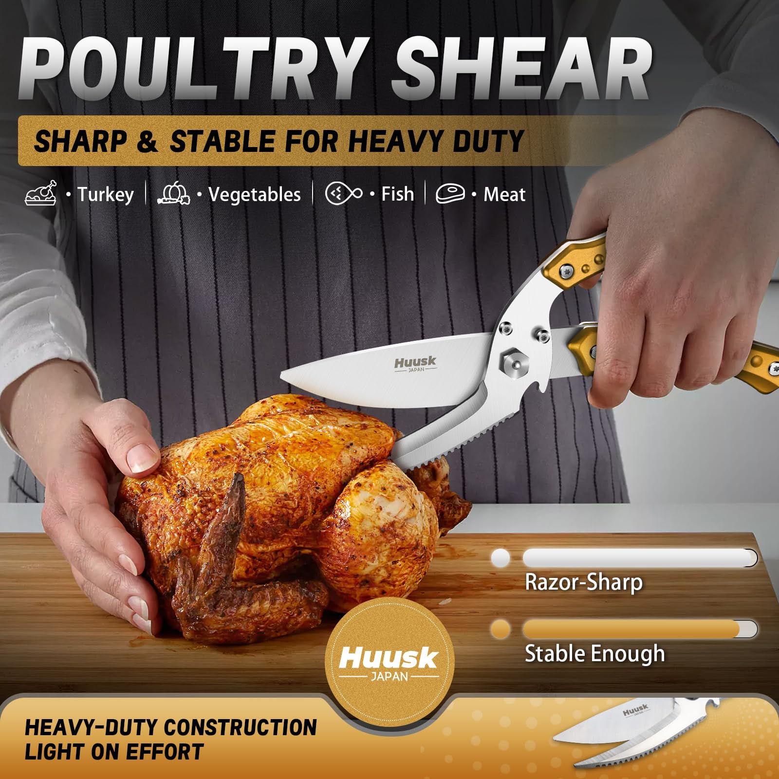 Huusk kitchen shears two-in-one detachment enables versatile slicing tasks