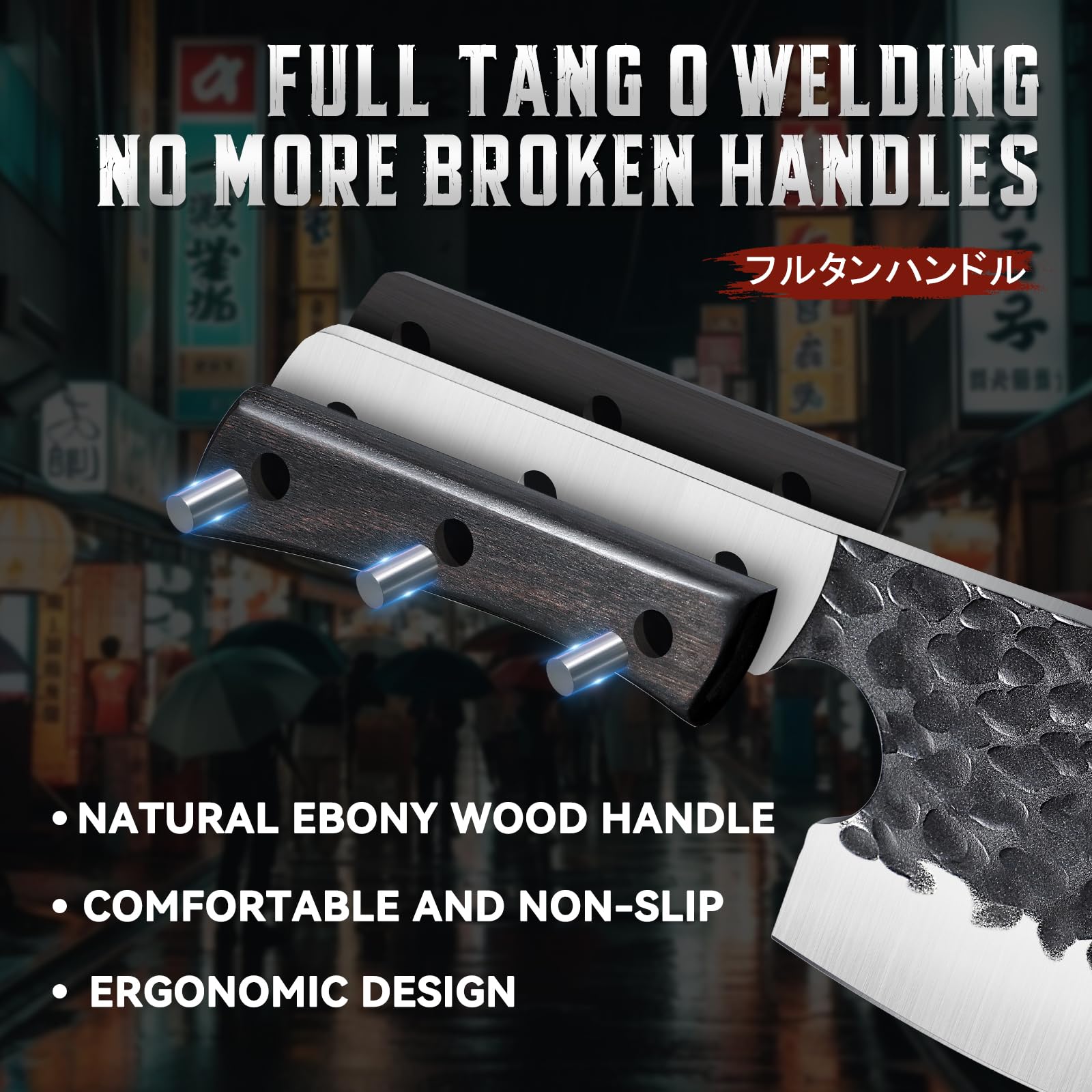 Huusk meat cleaver double-sided tool for cutting and cracking tasks.