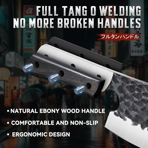Huusk meat cleaver double-sided tool for cutting and cracking tasks.