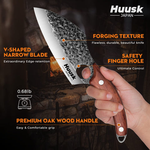 Huusk knife carving meat demonstrating versatile kitchen performance