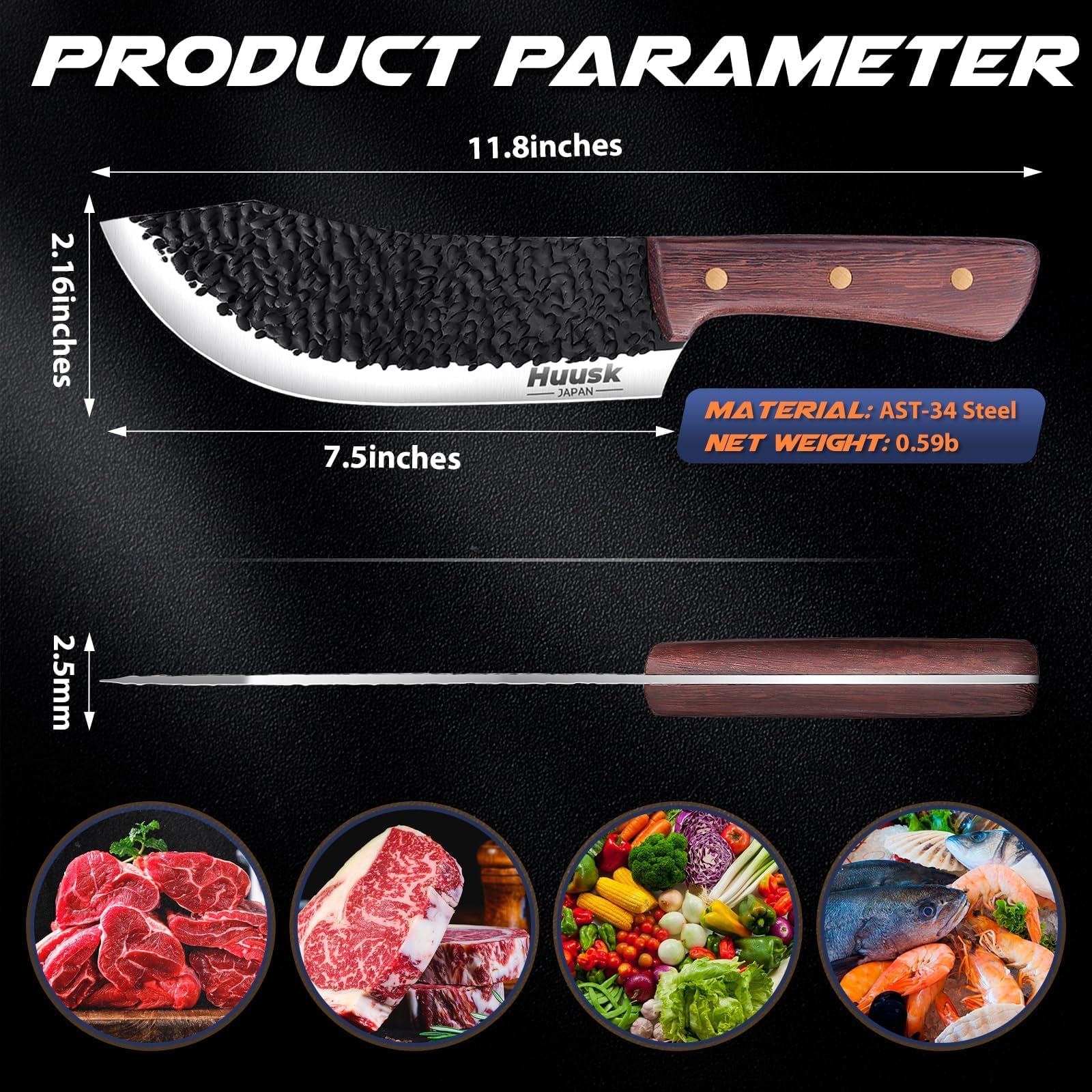 Huusk meat cleaver gift box presents this premium kitchen tool.