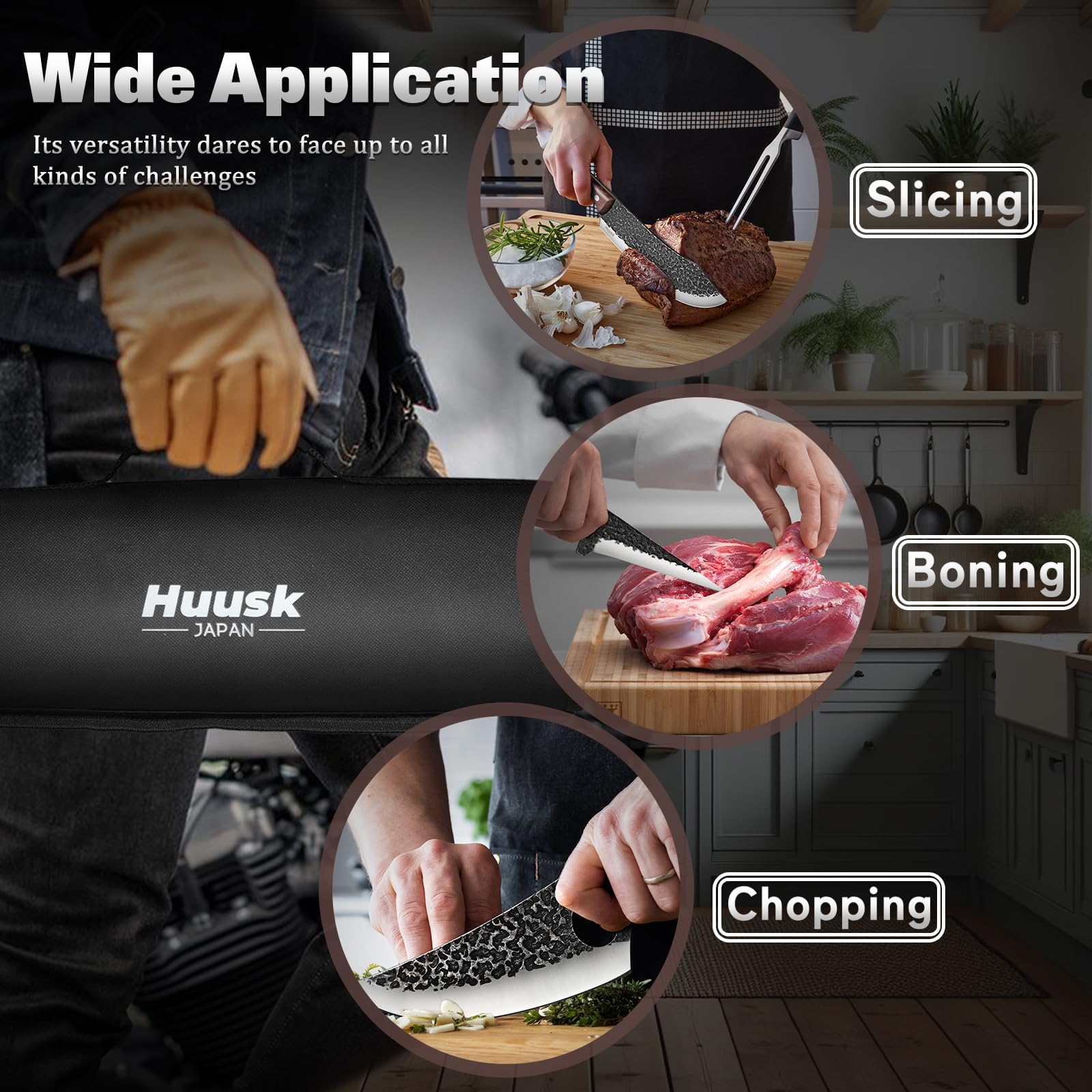 Huusk meat cleaver for heavy-duty chopping and portions.