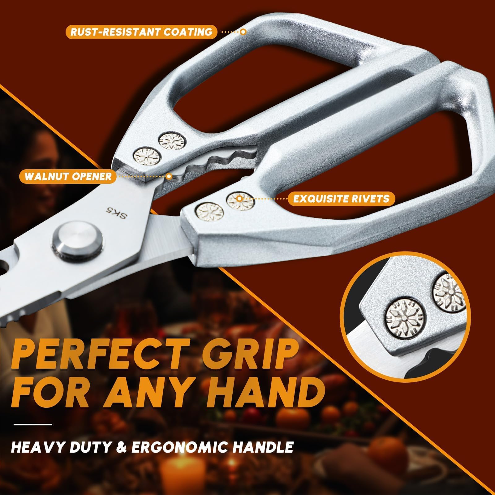 Ergonomic Huusk handles reduce hand fatigue during extended cutting sessions.