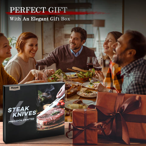 Huusk blades feature micro-serrations for crusty bread and tomatoes.