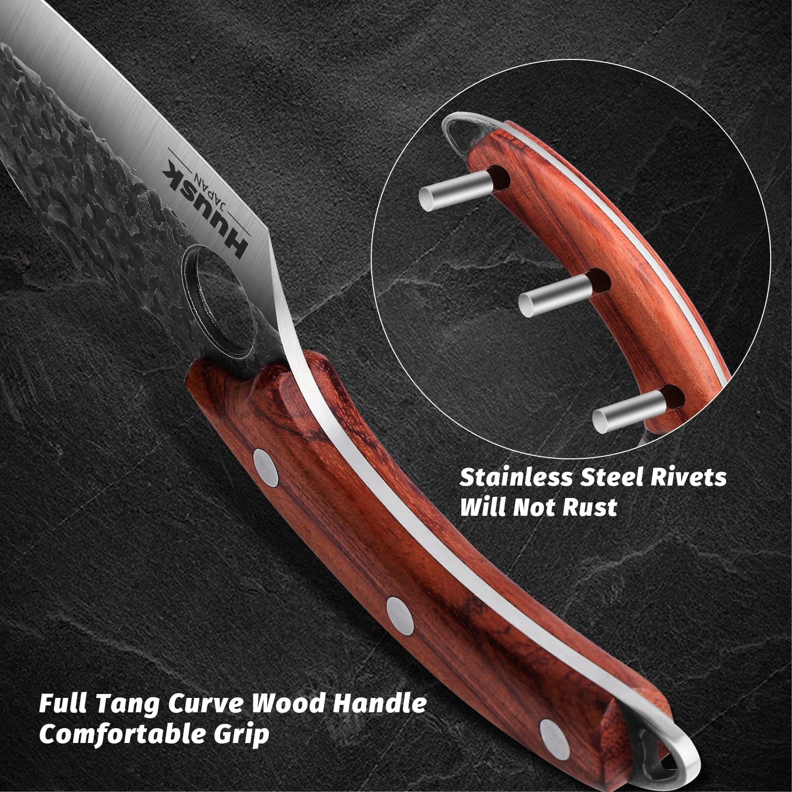 Huusk opened sheath with knife ready for safe transport