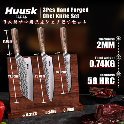 Huusk pakkawood handle design offering ergonomic grip and balanced weight