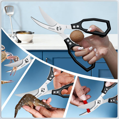 Huusk seafood scissors with curved blades for cracking shells and neat cuts.