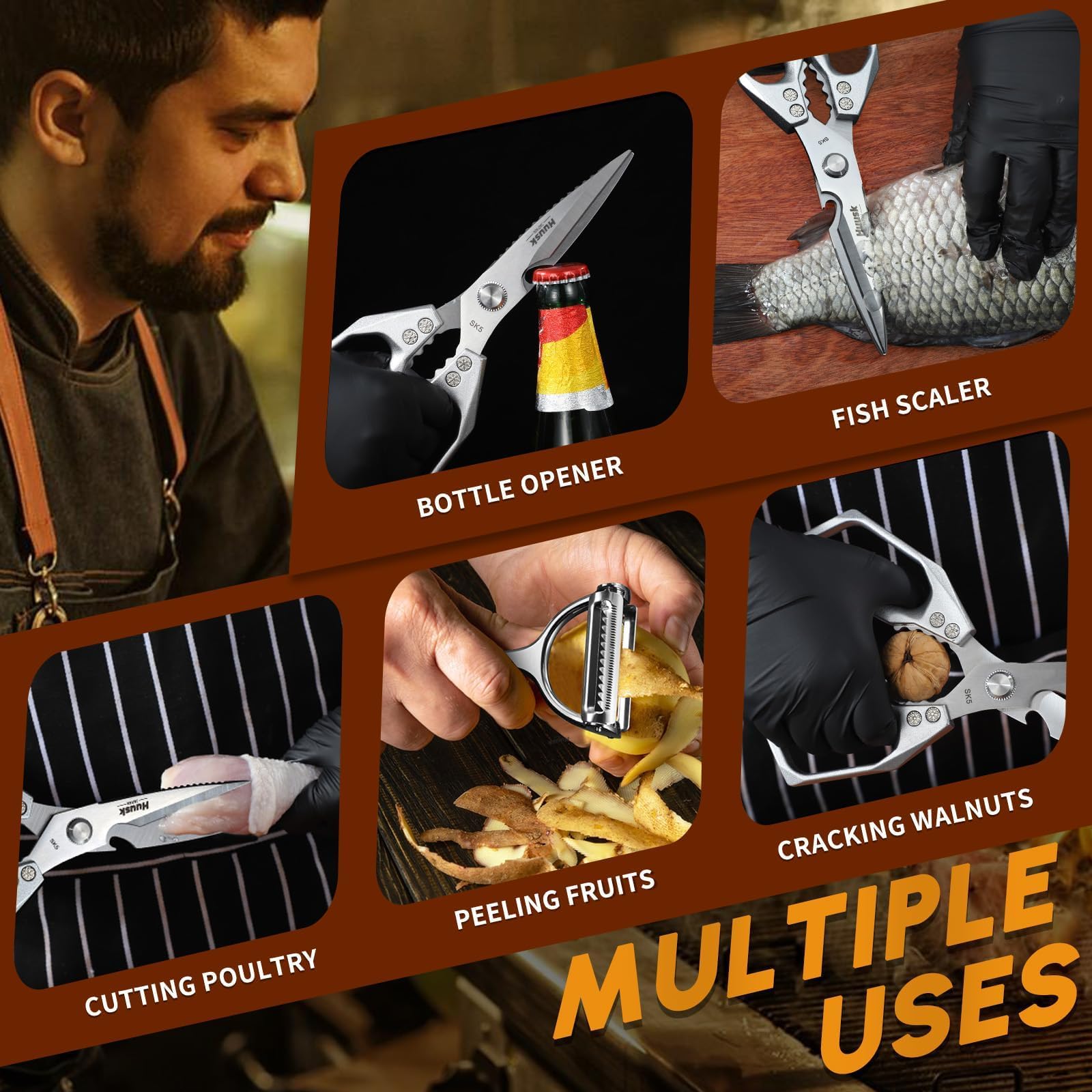 Huusk serrated-peeler demonstrates soft-fruit skin shedding without effort.
