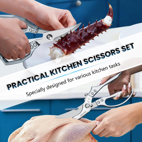Huusk silver seafood shellfish scissors designed for crack shells with controlled cuts.
