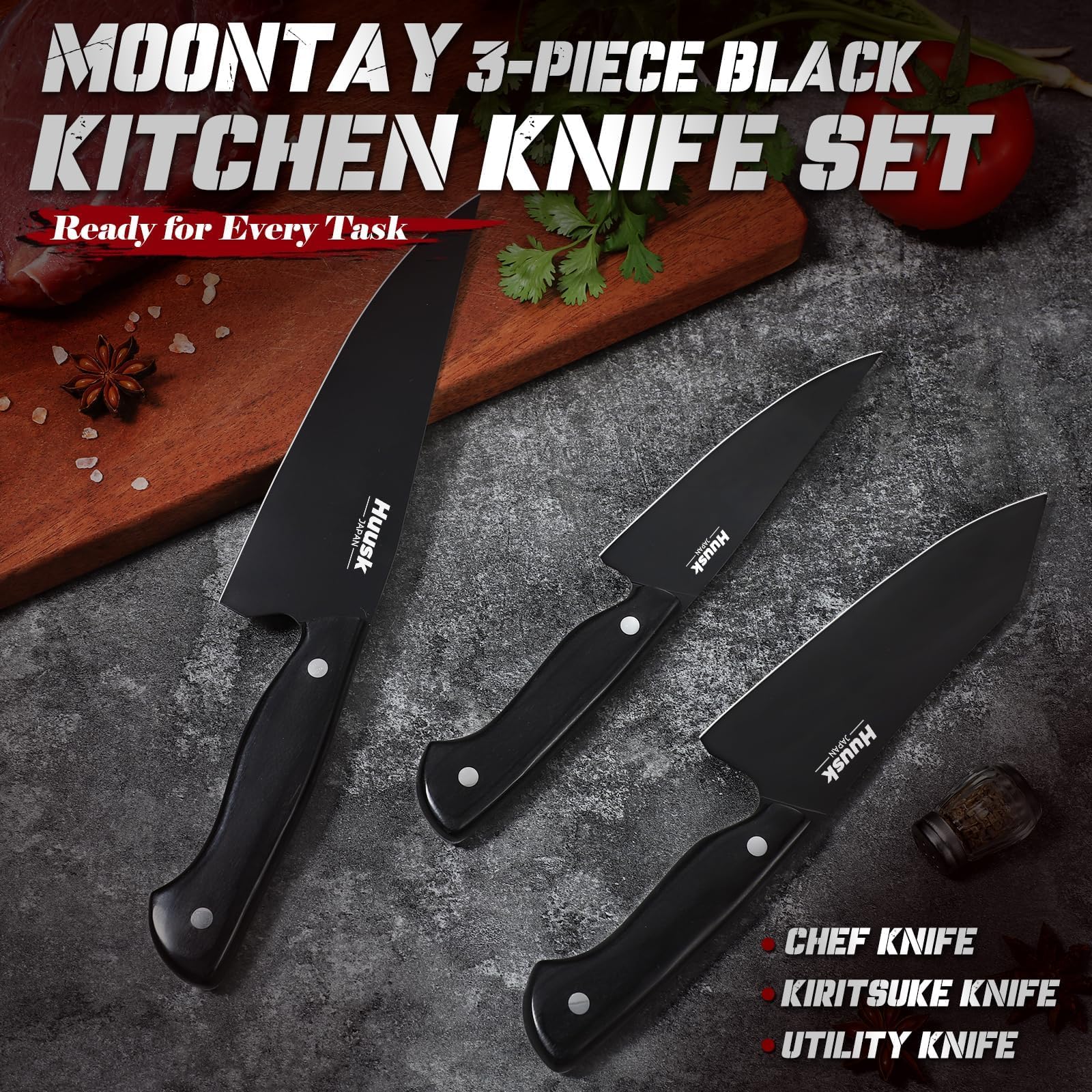 Huusk stainless steel blades with coating emphasize lasting edge and daily durability.