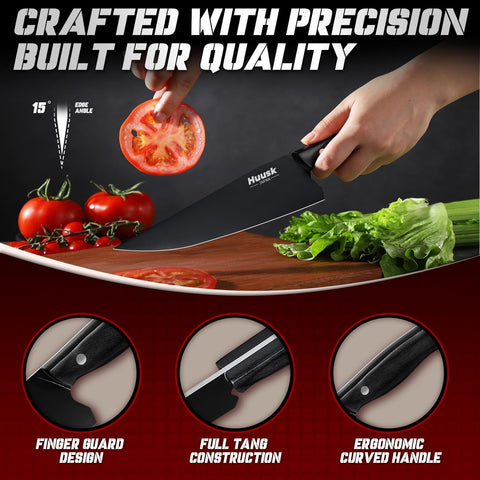 Huusk utility knife in action supports versatile kitchen tasks and precise detail work.