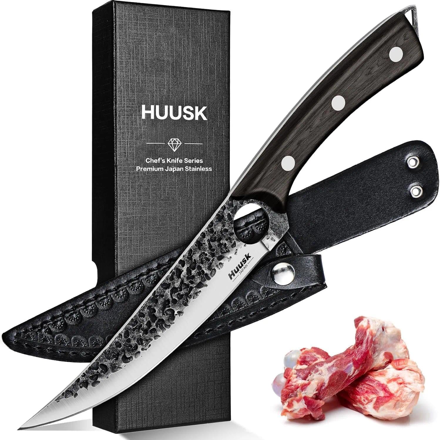 Huusk Viking boning knife 6 inch delivers precise bone trimming for meats.