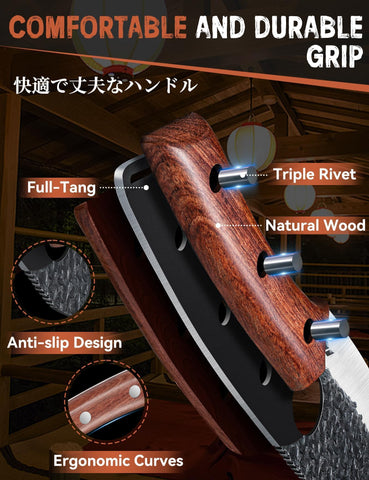 Curved blade aids meat separation from bone for controlled, clean results.