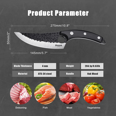 Huusk Viking Knife hand-honed edge delivers effortless slicing with minimal after-resistance.