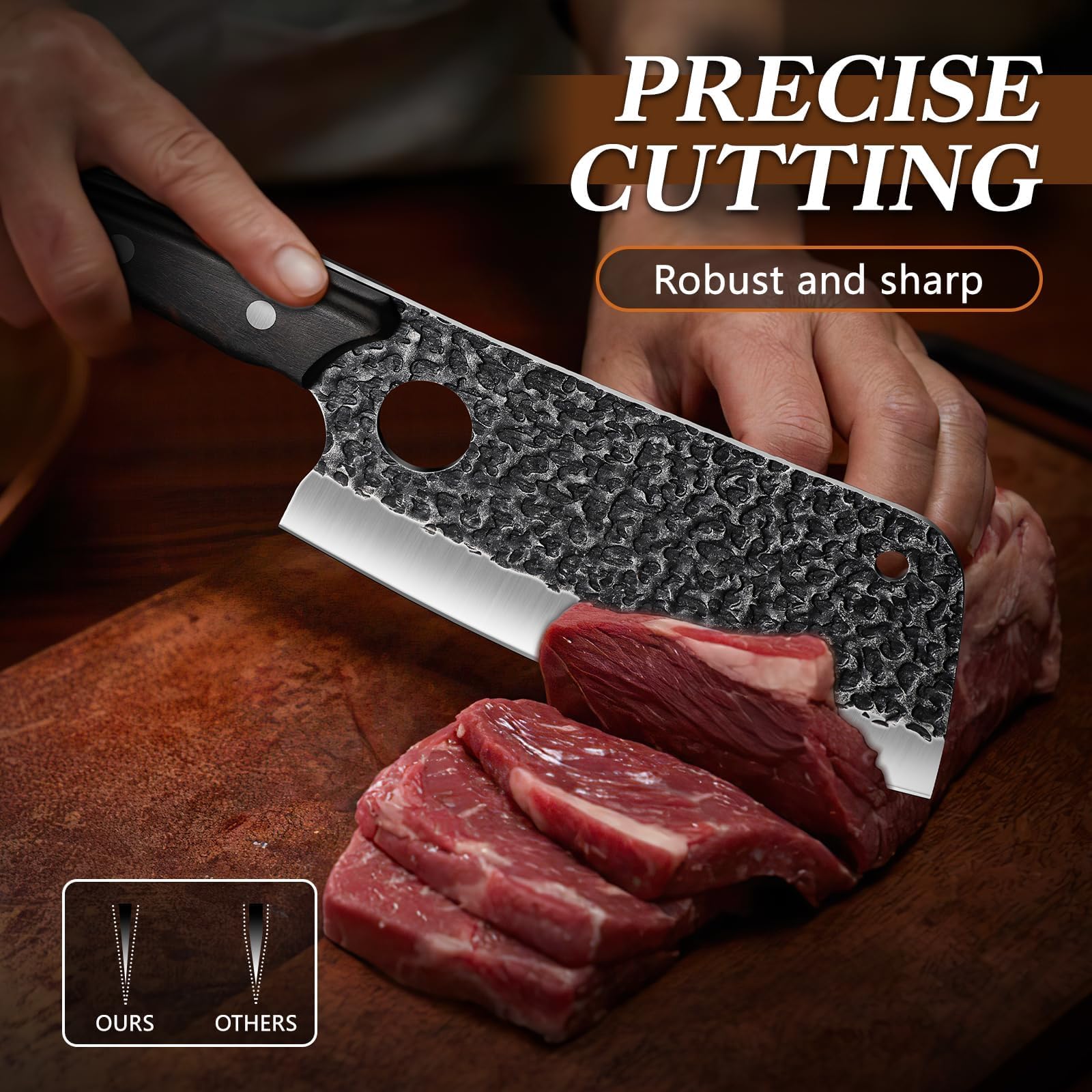 Huusk Viking knife: curved blade aids smooth meat separation