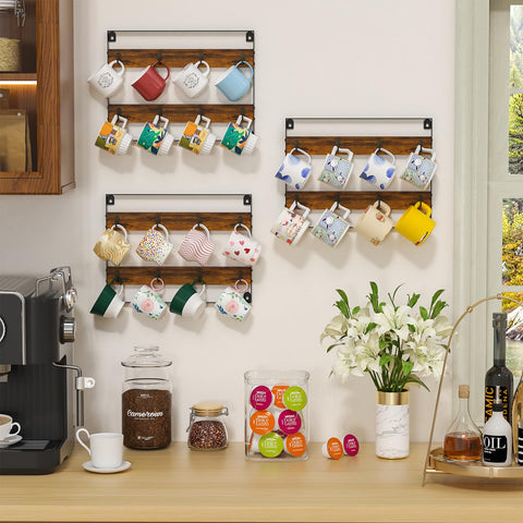 Huxitocan four-pack mug rack fits kitchen and coffee bar