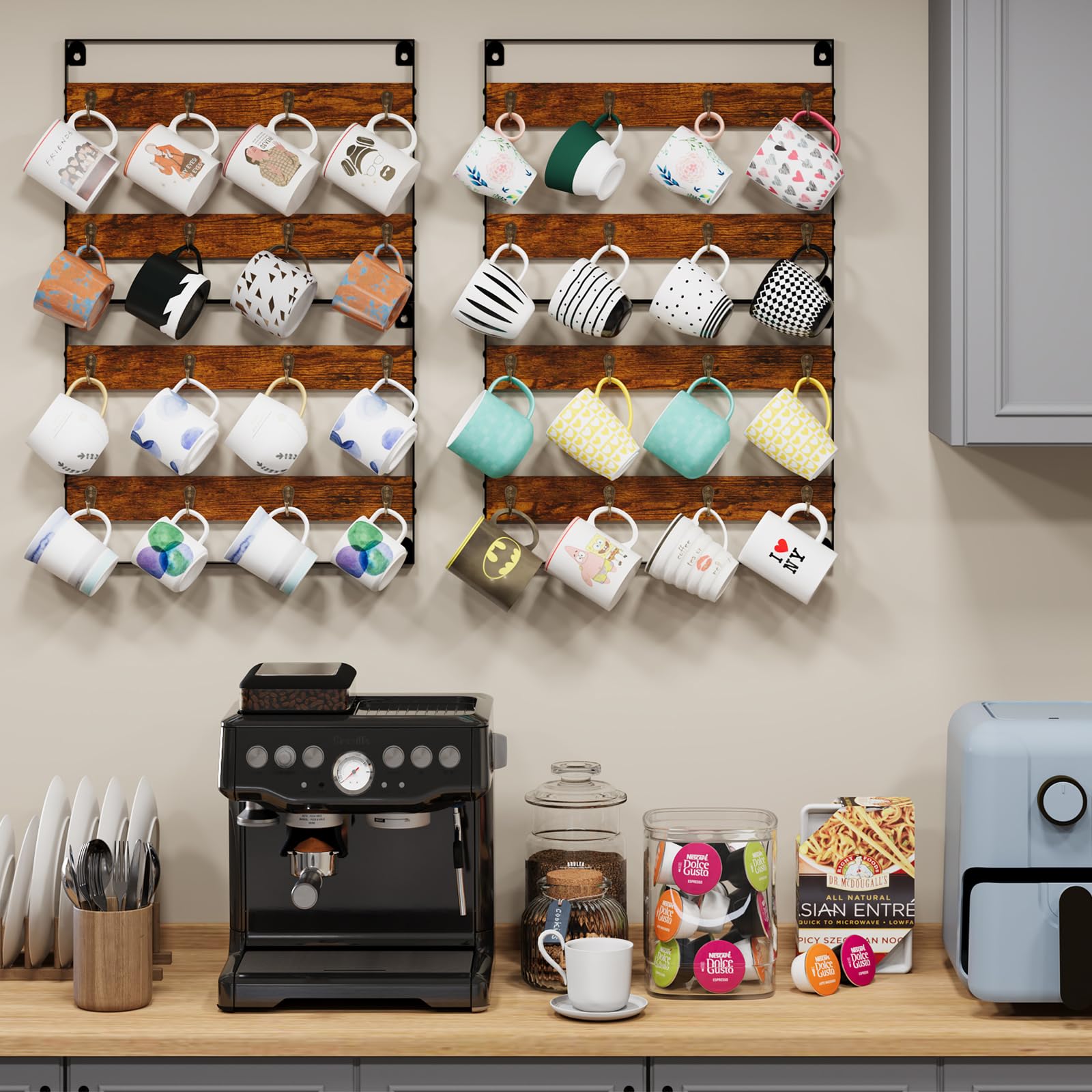 Huxitocan mugs hooks spaced 4.45 inches to prevent collisions