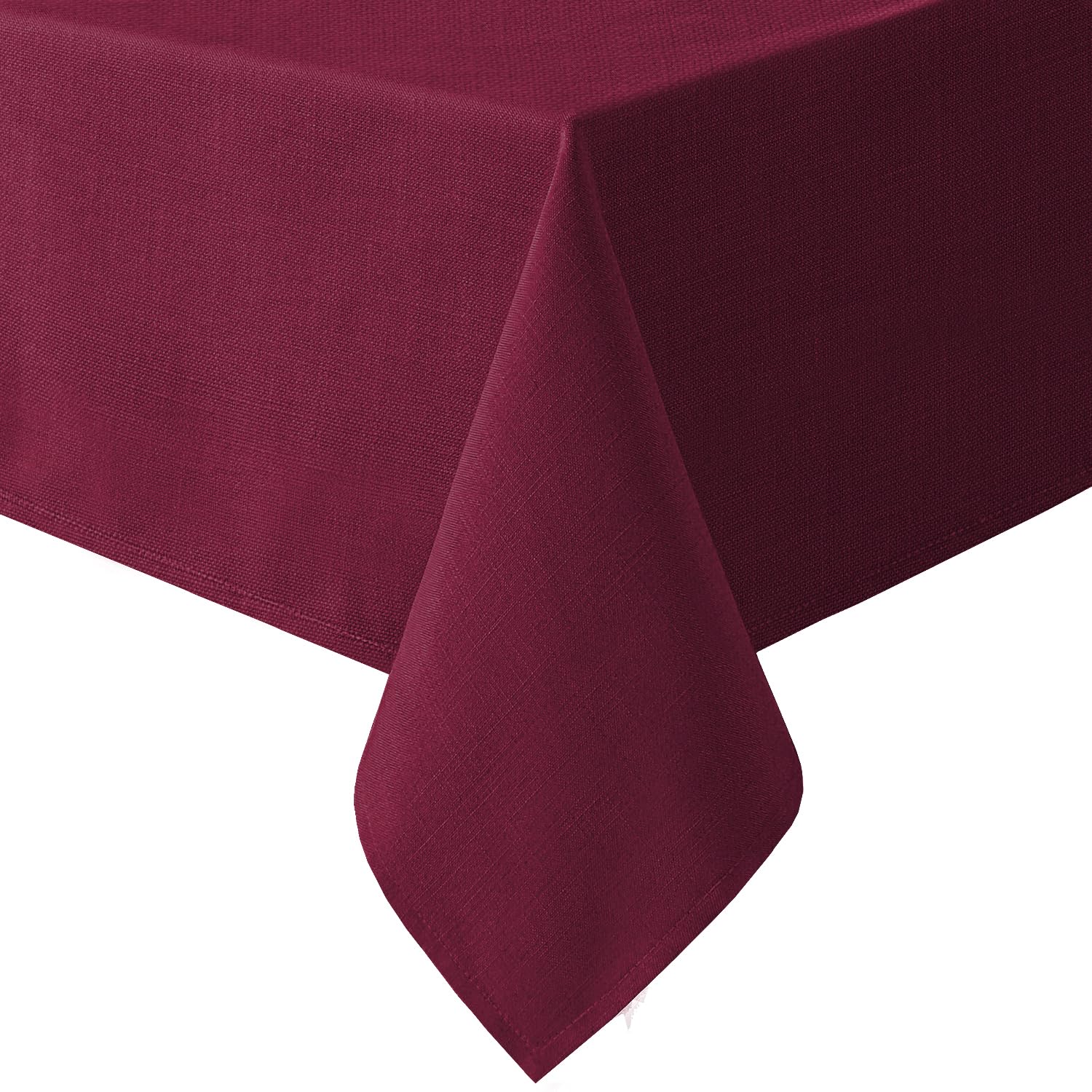 H.VERSAILTEX Christmas Red tablecloth, flat view, elegant weave for gatherings.
