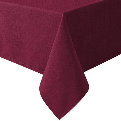 H.VERSAILTEX Christmas Red tablecloth, flat view, elegant weave for gatherings.