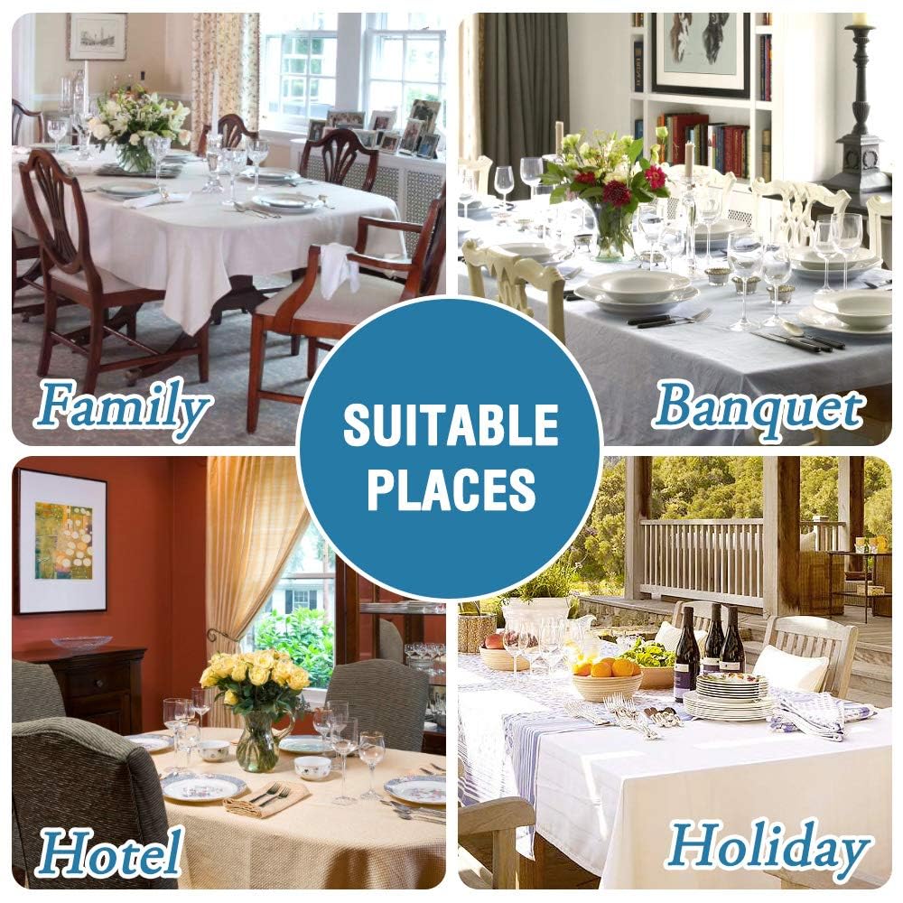 H.VERSAILTEX tablecloth care: machine washable, no chlorine bleach required.